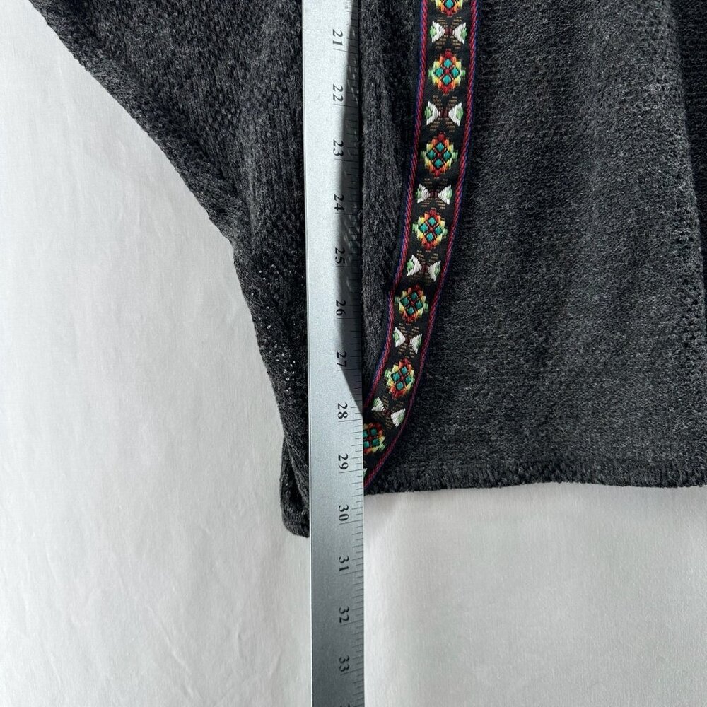 Flying Tomato Kimono Crochet Duster Cardigan Sz S/M Open Front Batwing Boho Gray - Picture 8 of 11